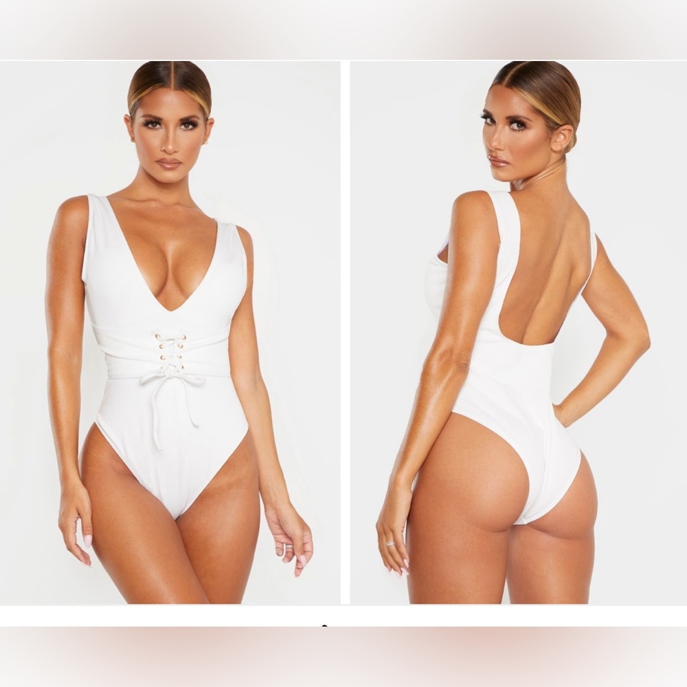 Never worn Pretty Little Thing bathing suit in white